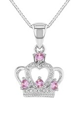 itsy-bitsy silver cubic zirconia crown princess baby necklace